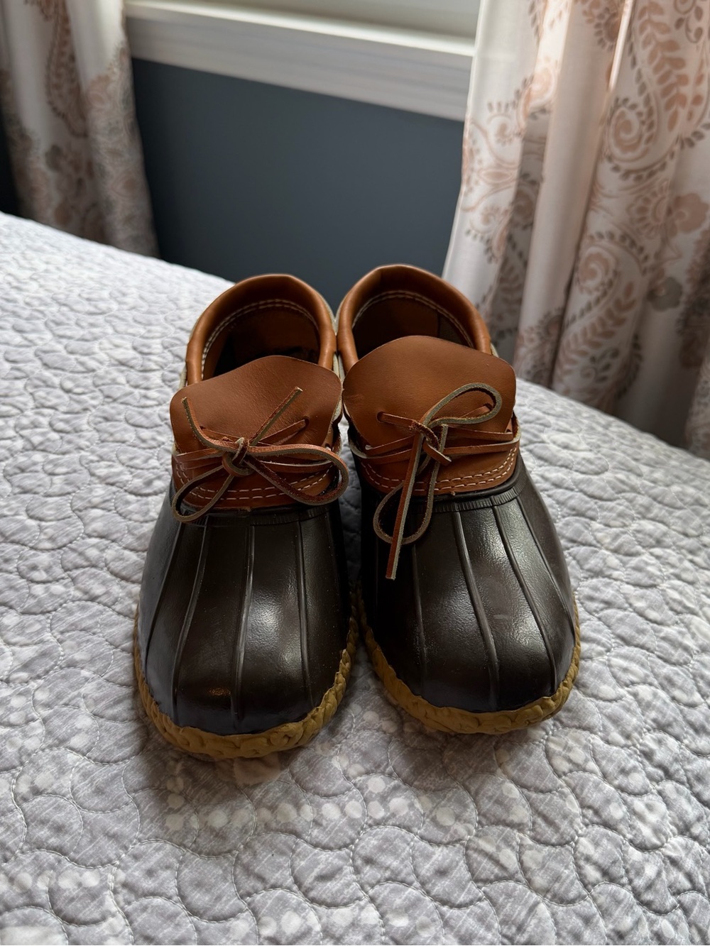 L.L. Bean Men’s Brown and Tan Lace-Top Duck Boots. Size 9.